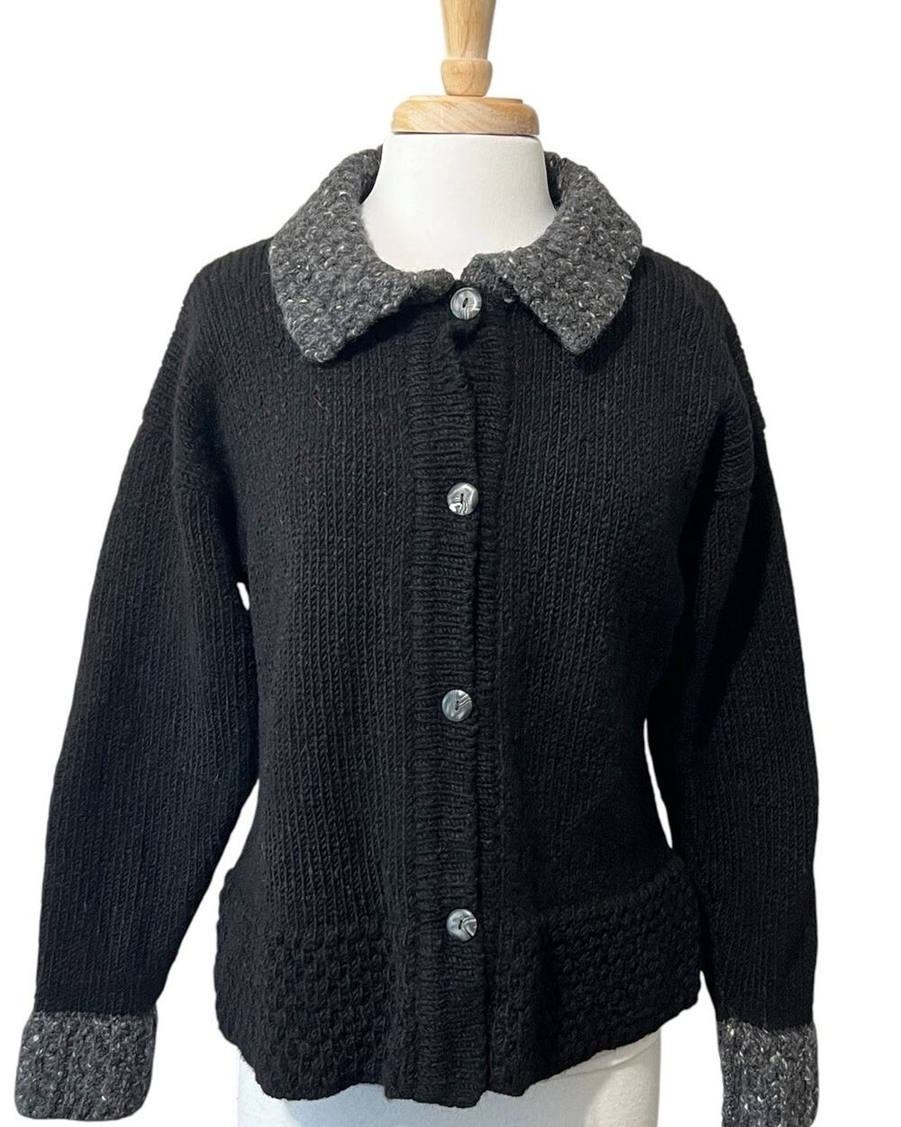 Classical Culture Rossan Donegal Ireland Hand Loomed Wool Cardigan Sweater L